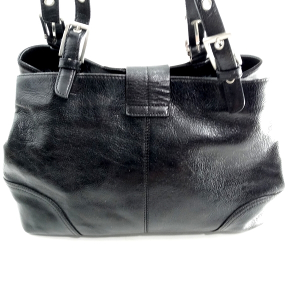 Kenneth Cole Shoulder Bag Black Leather Buckle - Picture 9 of 16